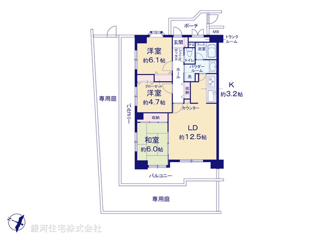 G00363377 埼玉県狭山市富士見１丁目 中古マンション 1390万円 専有面積73.99m² (約22.38坪) 間取り３ＬＤＫ 所在階1階 築年月1991年01月(築34年)【間取図】