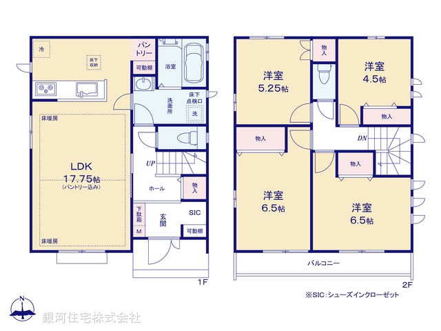 G00368295 東京都東大和市立野２丁目 新築一戸建て 4990万円【間取図】