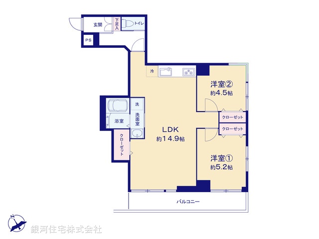 G00369506 東京都品川区西五反田２丁目 中古マンション 4399万円【間取図】
