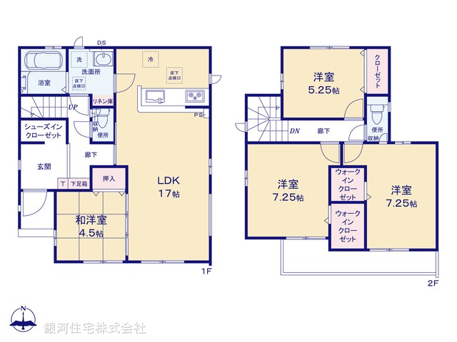 G00370581 千葉県野田市清水 新築一戸建て 2890万円 土地面積183.97m² (約55.65坪) 建物面積101.64m² (約30.74坪) 間取り４ＬＤＫ 築年月2025年08月【間取図】