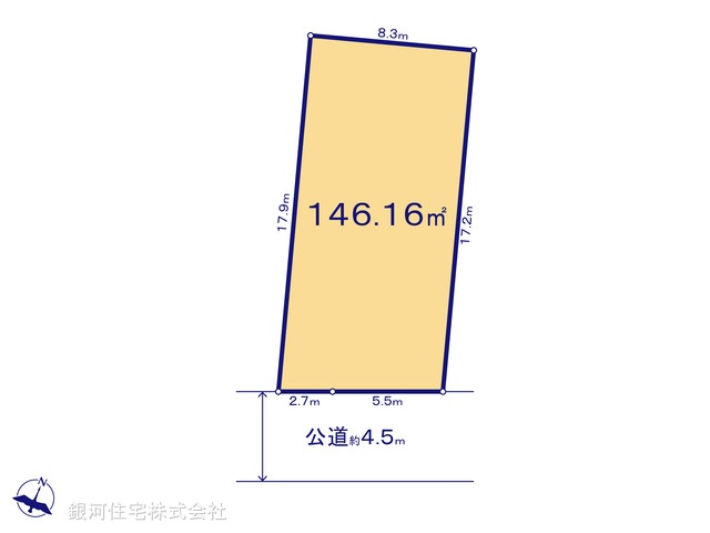 G00370755 神奈川県横浜市青葉区あざみ野３丁目 土地 6980万円【区画図】