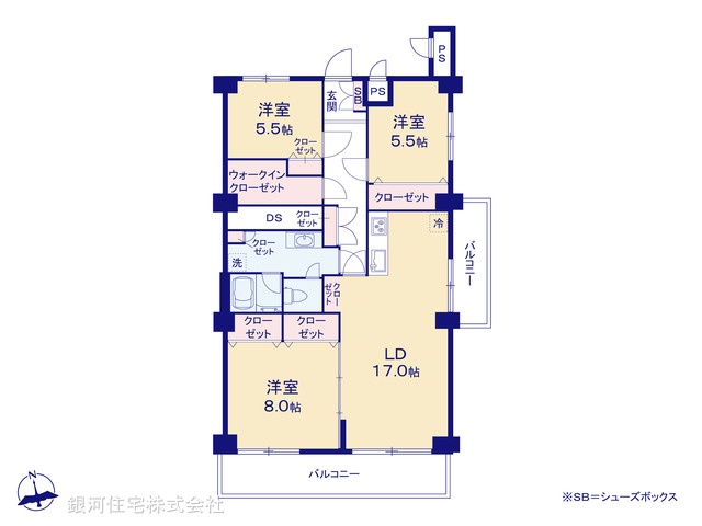 G00370984 東京都江戸川区江戸川６丁目 中古マンション 3699万円【間取図】