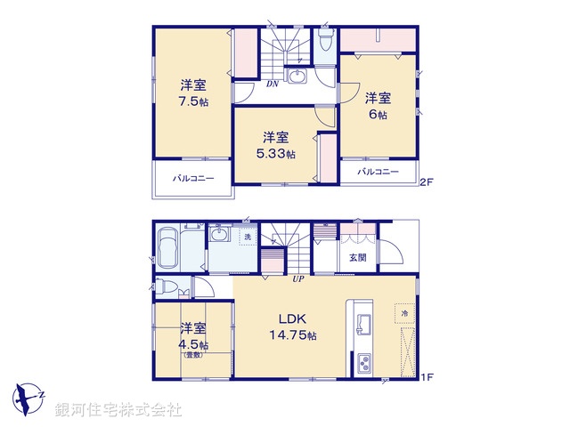 G00370989 東京都多摩市関戸５丁目 新築一戸建て 5190万円【間取図】