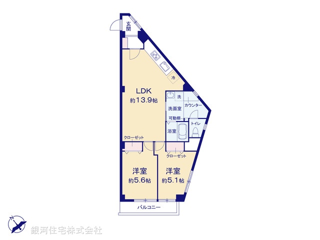 G00371165 神奈川県横浜市中区山手町 中古マンション 3390万円【間取図】