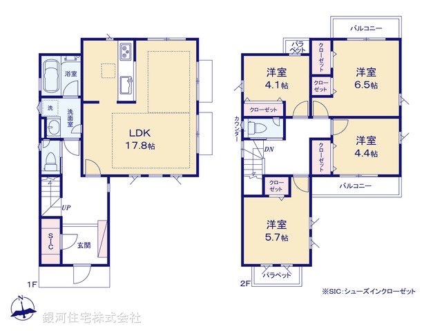 G00371358 神奈川県川崎市高津区上作延 新築一戸建て 6780万円【間取図】