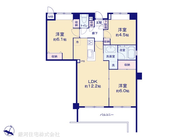 G00371443 埼玉県草加市栄町２丁目 中古マンション 3499万円【間取図】
