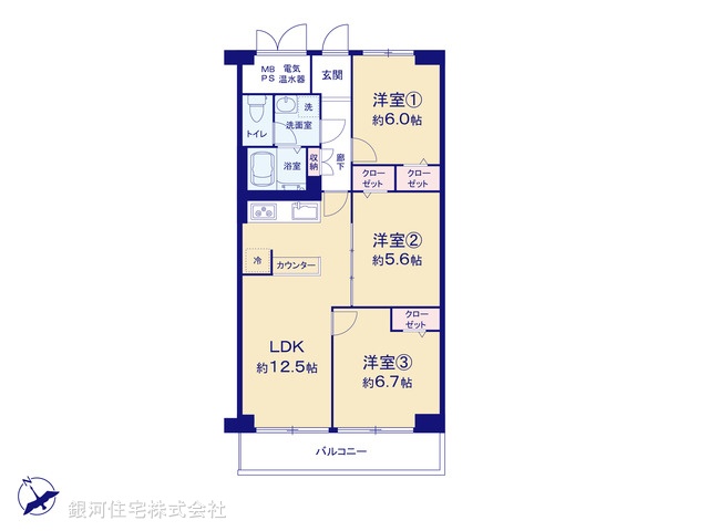 G00371445 埼玉県蕨市北町５丁目 中古マンション 1999万円【間取図】