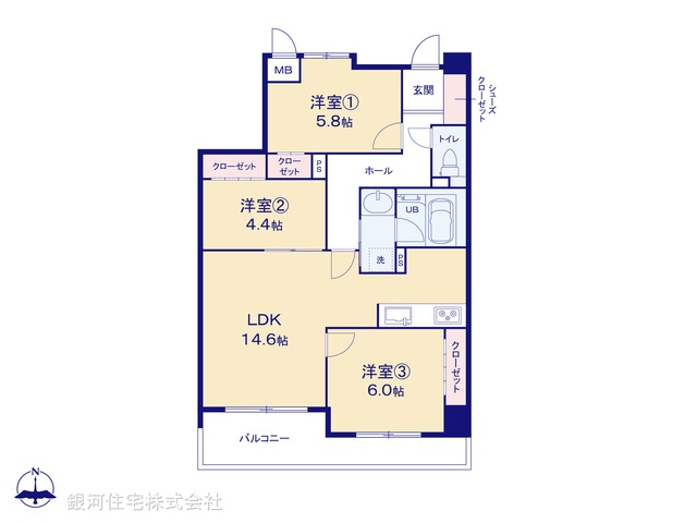 G00371591 東京都板橋区徳丸６丁目 中古マンション 5599万円【間取図】
