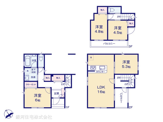 G00371921 東京都北区志茂５丁目 新築一戸建て 7880万円【間取図】