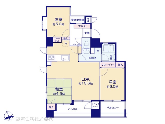 G00372611 千葉県船橋市湊町２丁目 中古マンション 3280万円【間取図】