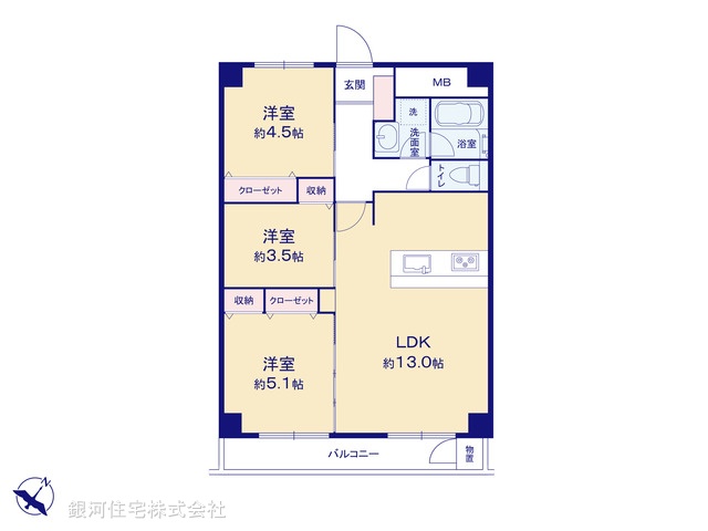 G00373067 千葉県千葉市美浜区真砂２丁目 中古マンション 1999万円【間取図】