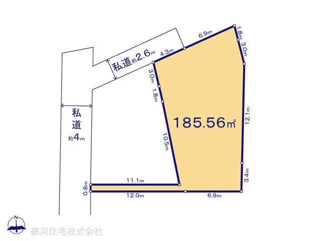 G00373580 神奈川県横浜市旭区白根６丁目 土地 2380万円【区画図】