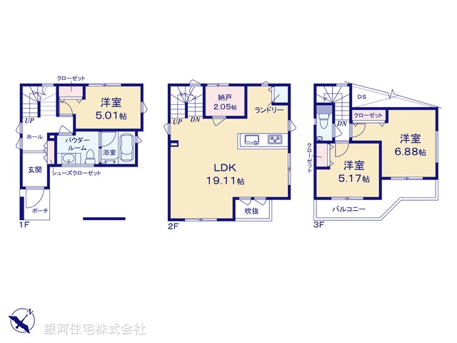 G00373659 神奈川県横浜市神奈川区栗田谷 新築一戸建て 6290万円【間取図】