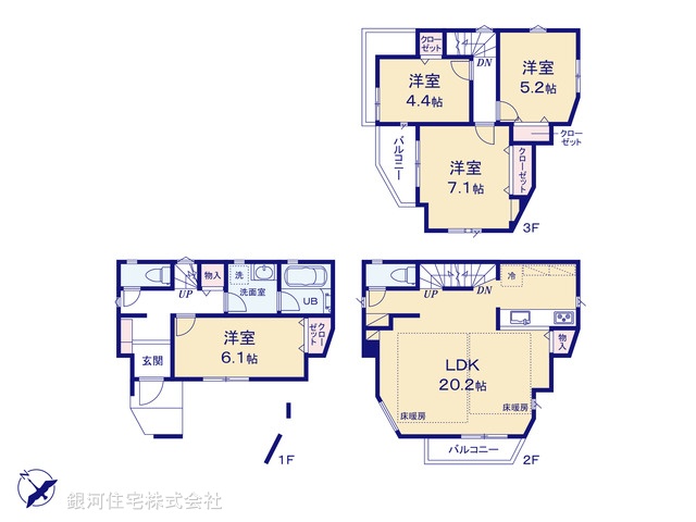 G00373803 神奈川県横浜市神奈川区松見町１丁目 新築一戸建て 5880万円【間取図】