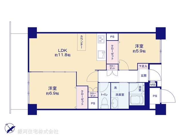 G00373813 神奈川県横浜市磯子区森１丁目 中古マンション 2890万円【間取図】