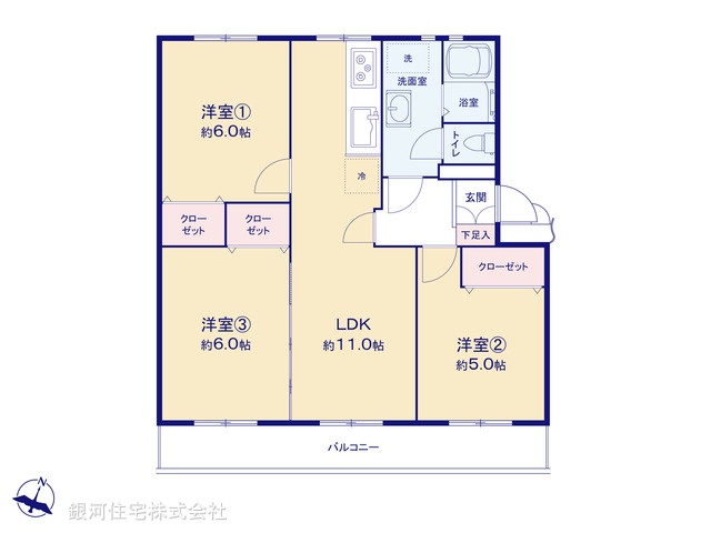 G00373905 神奈川県藤沢市立石１丁目 中古マンション 1580万円【間取図】