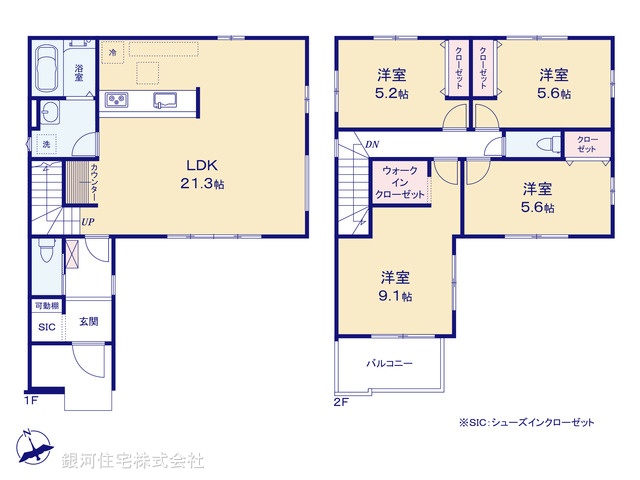 G00373913 千葉県鎌ヶ谷市西佐津間２丁目 新築一戸建て 3598万円【間取図】