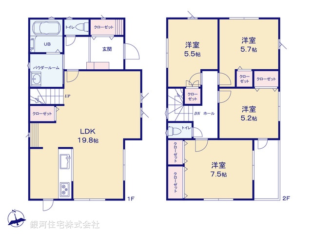 G00373977 神奈川県横浜市戸塚区汲沢５丁目 新築一戸建て 5280万円【間取図】