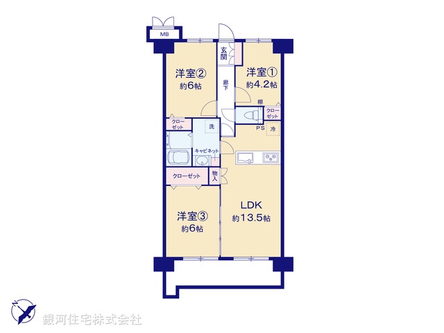 G00374006 埼玉県川越市藤原町 中古マンション 2380万円【間取図】