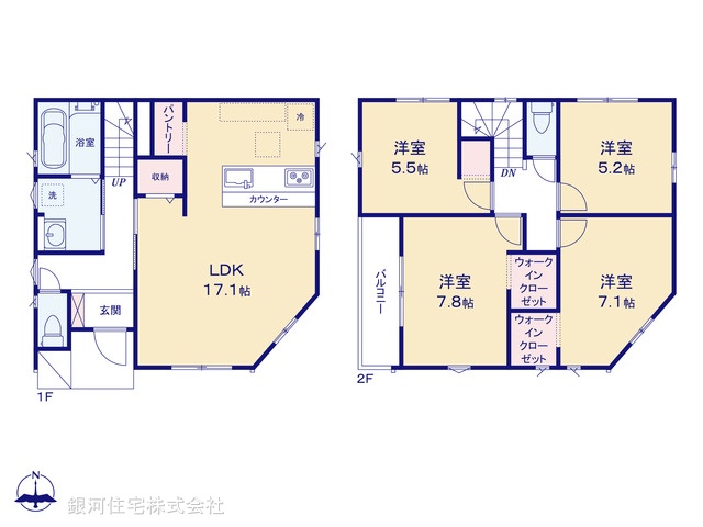 G00374549 埼玉県越谷市大字南荻島 新築一戸建て 4490万円【間取図】
