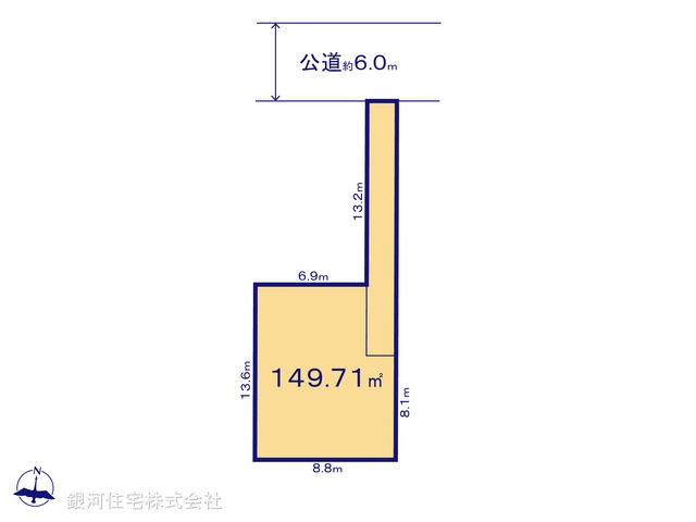 G00375202 埼玉県八潮市八潮７丁目 土地 2665万円【区画図】