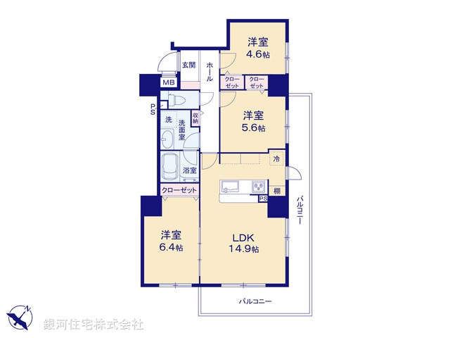 G00375444 東京都荒川区東日暮里６丁目 中古マンション 7190万円【間取図】