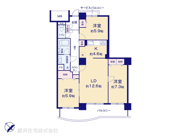 G00375463 東京都荒川区南千住６丁目 中古マンション 6580万円【間取図】