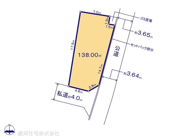 G00375495 千葉県千葉市花見川区犢橋町 土地 1290万円【区画図】