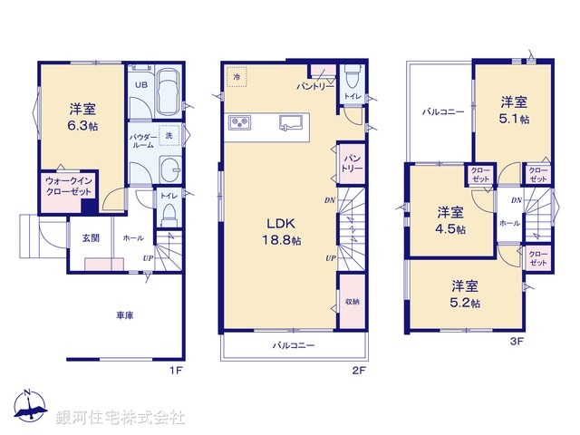G00375591 神奈川県横浜市泉区上飯田町 新築一戸建て 4380万円【間取図】