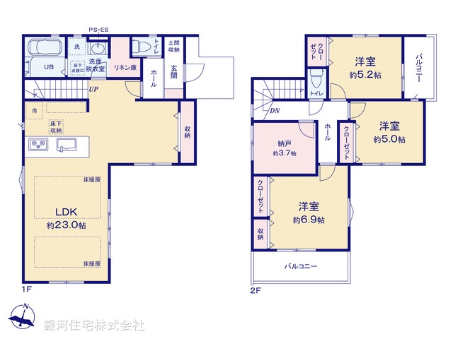 G00375794 埼玉県草加市稲荷２丁目 新築一戸建て 4999万円【間取図】