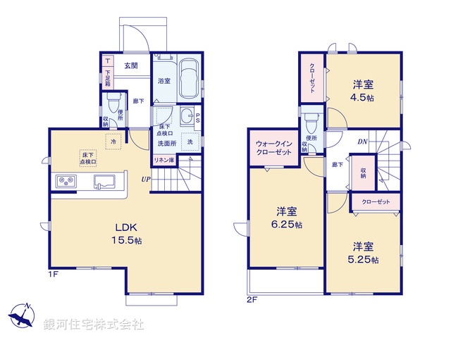 G00375813 東京都立川市栄町１丁目 新築一戸建て 5180万円 土地面積100.64m² (約30.44坪) 建物面積79.48m² (約24.04坪) 間取り３ＬＤＫ 築年月2025年08月【間取図】