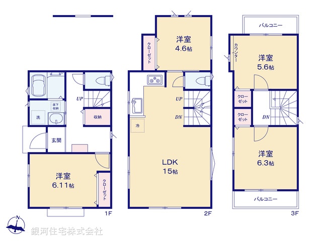 G00375859 東京都葛飾区青戸６丁目 新築一戸建て 6180万円【間取図】