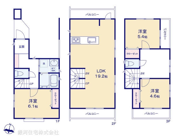 G00375860 東京都葛飾区青戸６丁目 新築一戸建て 5980万円【間取図】
