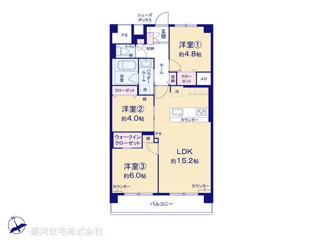 G00375977 東京都江東区東砂７丁目 中古マンション 4780万円【間取図】