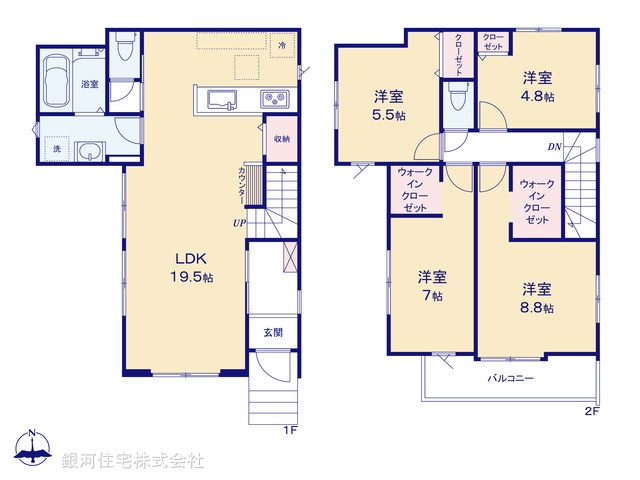 G00376179 埼玉県所沢市大字下安松 新築一戸建て 3798万円【間取図】