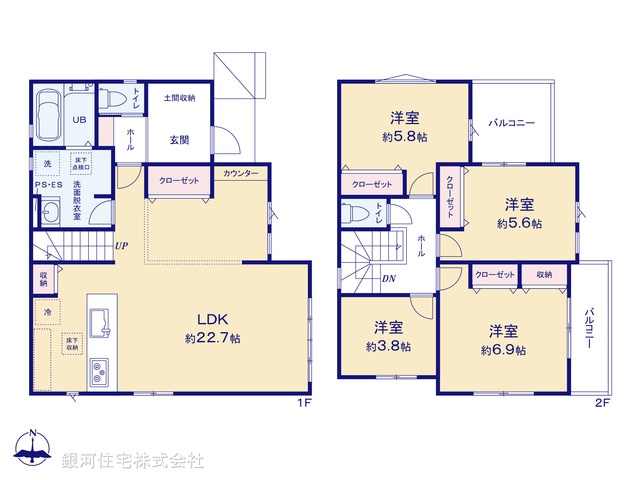 G00376451 千葉県千葉市若葉区桜木北３丁目 新築一戸建て 3998万円【間取図】