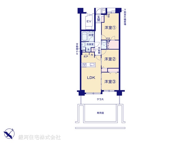 G00376662 東京都八王子市散田町１丁目 中古マンション 3180万円【間取図】