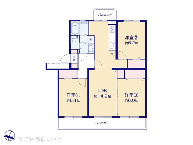 G00376671 神奈川県横須賀市グリーンハイツ 中古マンション 1698万円【間取図】