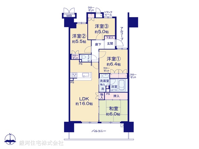 G00376676 神奈川県川崎市川崎区中瀬３丁目 中古マンション 6190万円【間取図】