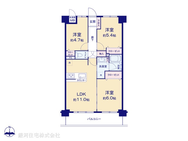 G00376709 東京都北区浮間３丁目 中古マンション 4999万円【間取図】