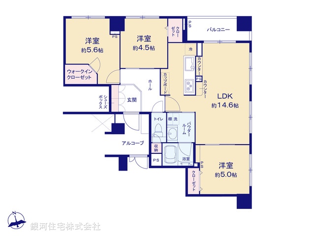 G00376845 東京都台東区浅草橋２丁目 中古マンション 9490万円【間取図】
