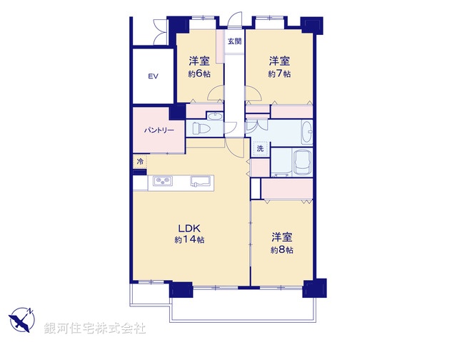 G00377114 神奈川県横須賀市本町３丁目 中古マンション 5499万円【間取図】