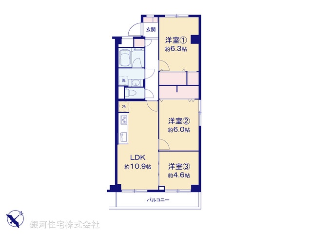 G00377134 神奈川県相模原市中央区矢部１丁目 中古マンション 1880万円【間取図】