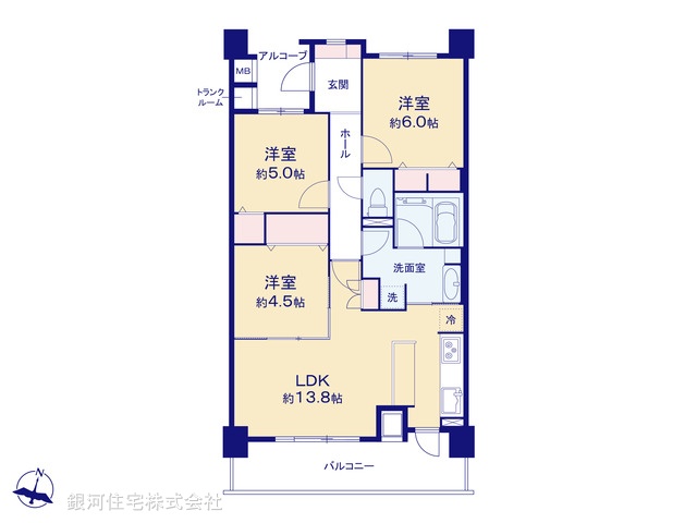 G00377144 神奈川県横浜市金沢区六浦１丁目 中古マンション 4680万円【間取図】