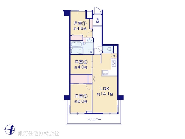 G00377155 東京都多摩市関戸４丁目 中古マンション 2998万円【間取図】