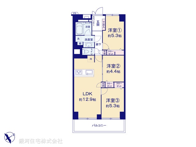 G00377175 東京都江戸川区西葛西４丁目 中古マンション 4590万円【間取図】