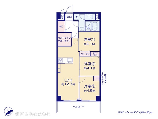 G00377190 神奈川県藤沢市羽鳥３丁目 中古マンション 2699万円 専有面積61.60m² (約18.63坪) 間取り３ＬＤＫ 所在階4階 築年月1983年02月(築42年)【間取図】