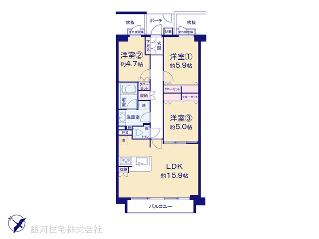 G00377196 東京都大田区南馬込３丁目 中古マンション 5490万円【間取図】