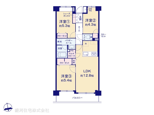 G00377275 神奈川県横浜市神奈川区松見町３丁目 中古マンション 4280万円【間取図】
