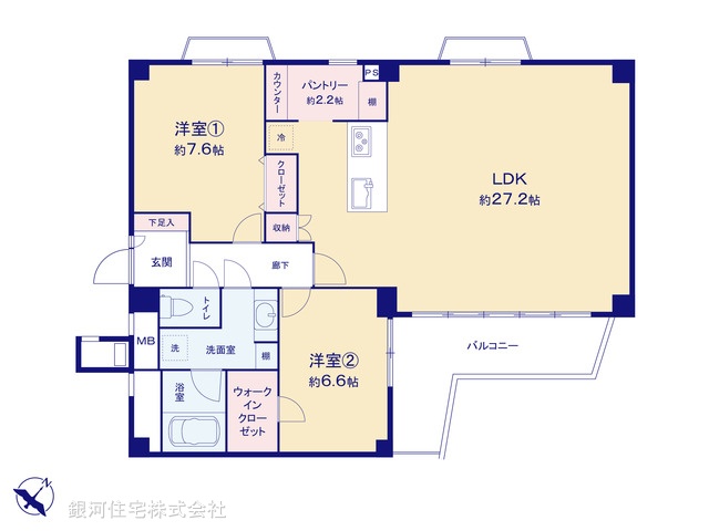 G00377395 神奈川県横浜市中区滝之上 中古マンション 4780万円【間取図】
